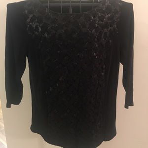 Rafaella Top Lace on Black 3/4 sleeves XL